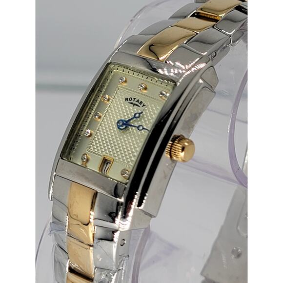 Elegant Rotary Two-Tone Rectangular Dial Watch – Stainless Steel and Gold-Tone - Picture 5 of 8